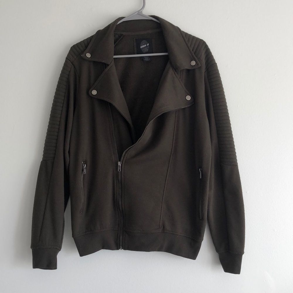 Men’s urban ID olive green zip up sweat shirt